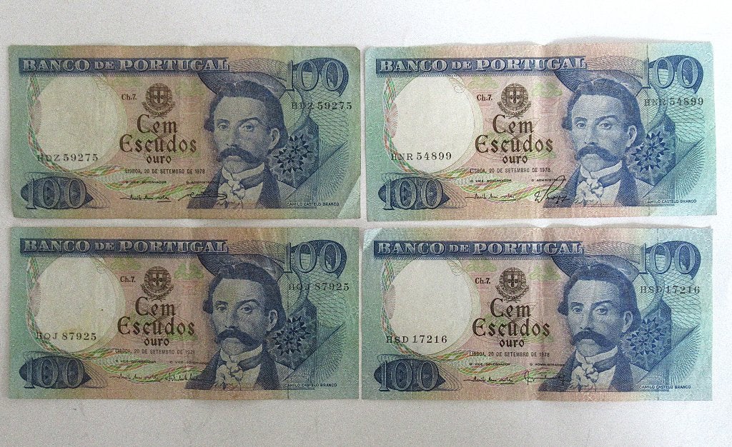 Portugal 100 Escudos 1978 vier bankbiljetten., Ophalen of Verzenden, Overige landen