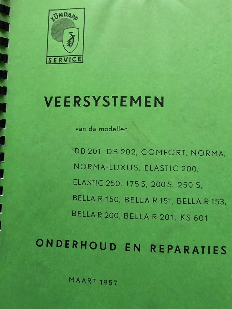 ZUNDAPP VEERSYSTEMEN UIT MAART 1957 IN NEDERLANDS, Fietsen en Brommers, Ophalen of Verzenden, Gebruikt