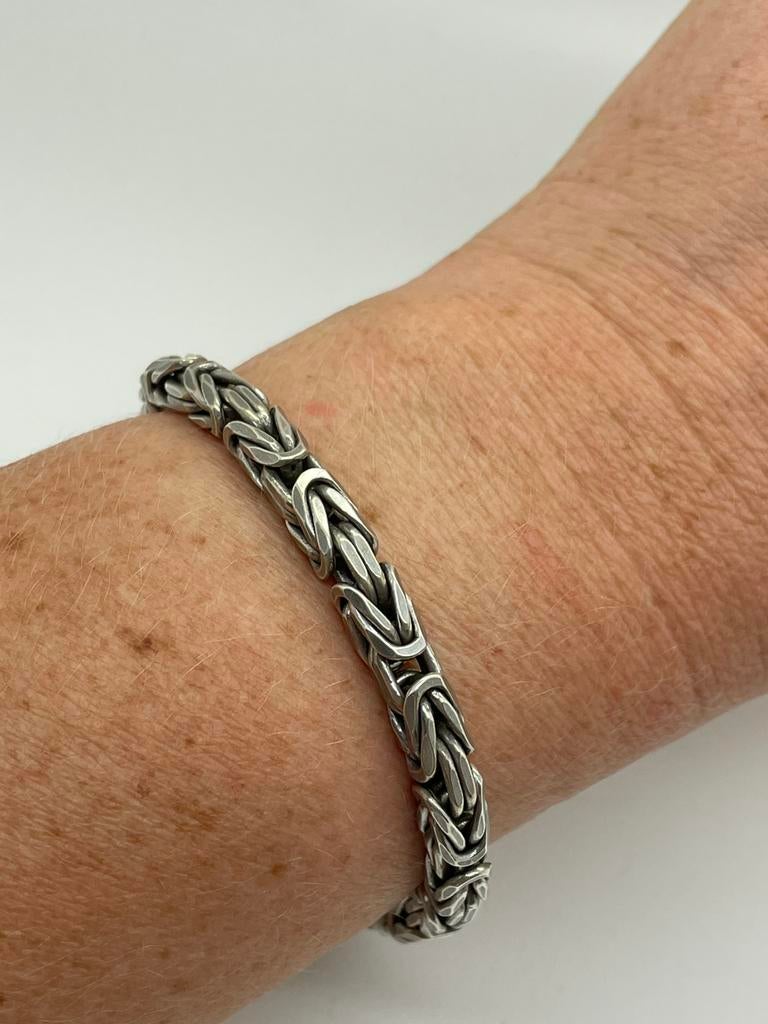 D899 Prachtige zilveren armband koningsschakel, Ophalen of Verzenden, X, Zilver, Zilver