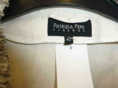Patrizia Pepe creme blazer +grijze roezelrand fringe S 30625, ., Ophalen of Verzenden, Zo goed als nieuw, Patrizia Pepe