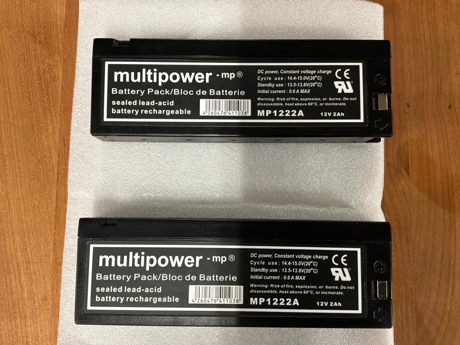 Multipower MP1222A 12V 2Ah Loodaccu (2 stuks), Ophalen of Verzenden, Nieuw, Oplaadbaar