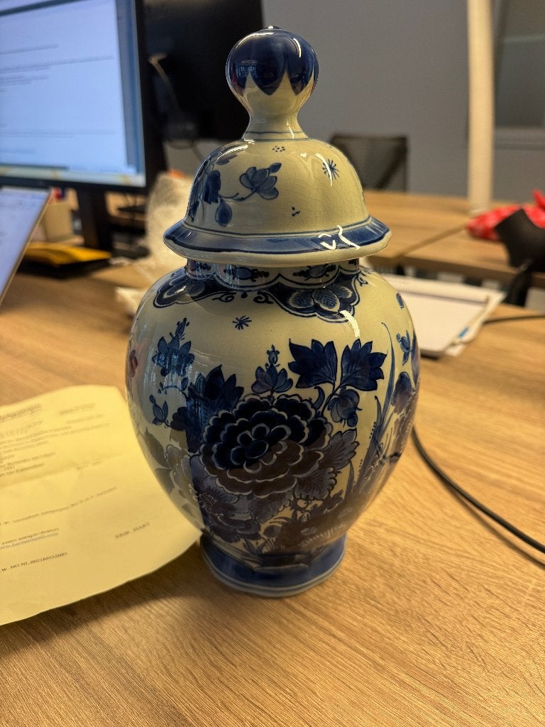 Delfts Blauwe pot met Deksel, Antiek en Kunst, Antiek | Vazen, Ophalen of Verzenden