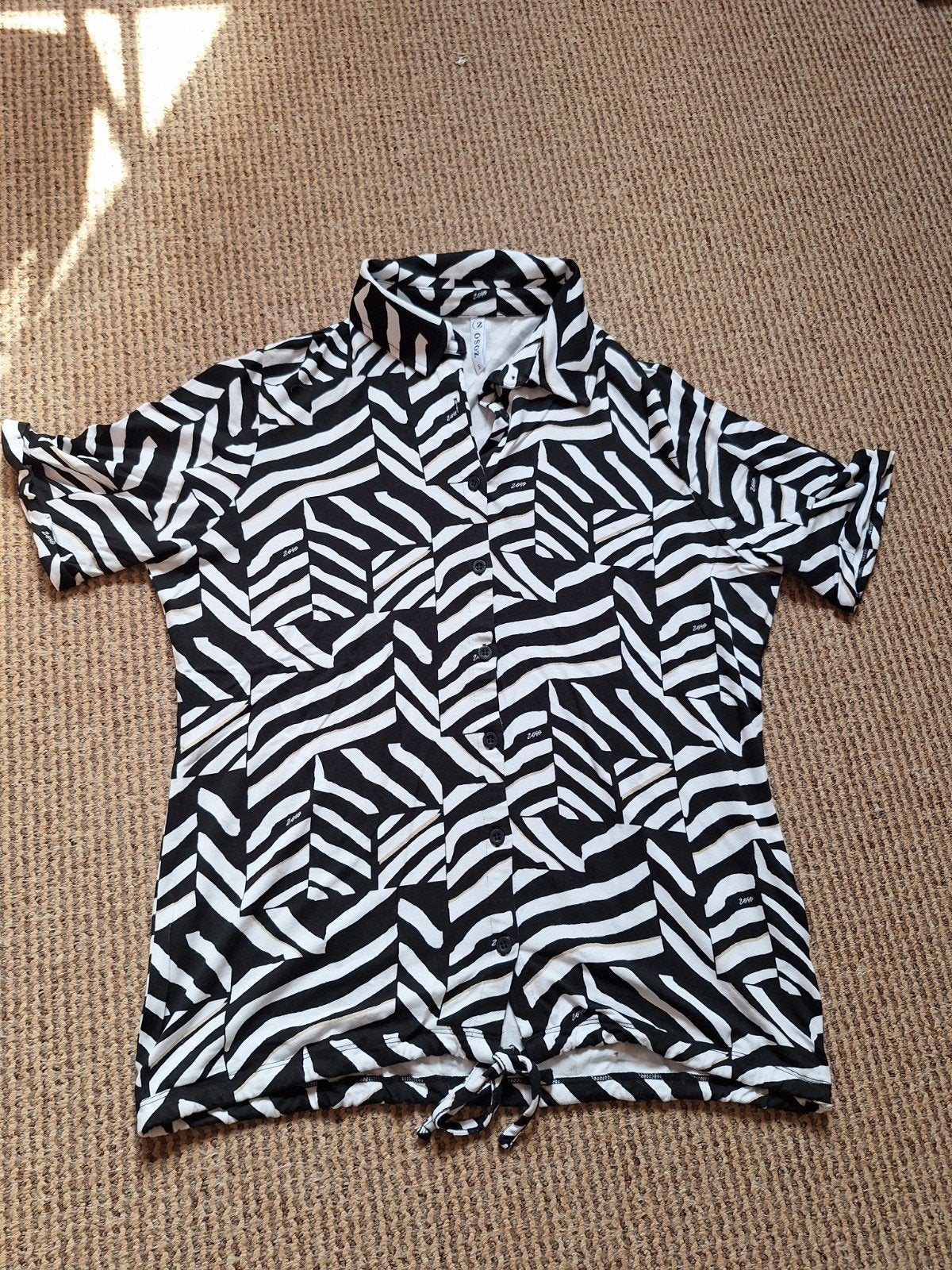 Zoso blouse met zebraprint - Maat S, Zwart, Ophalen of Verzenden, Korte mouw, Maat 36 (S)
