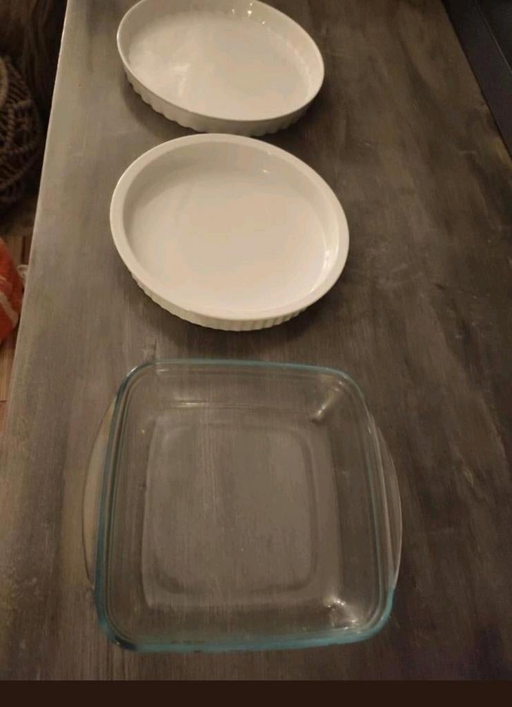 Oven schaal rond of vierkant, aardewerk of glas 22 - 29 cm, Ophalen of Verzenden