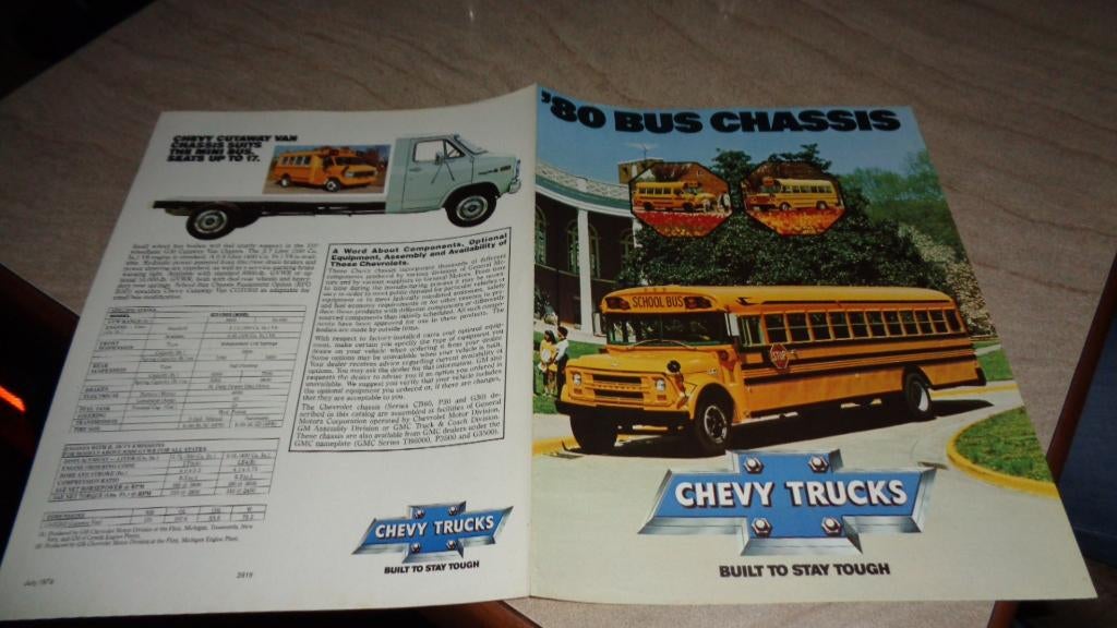 USA Folder  CHEVY  BUS CHASSIS  1980, Verzenden, Nieuw, Overige merken
