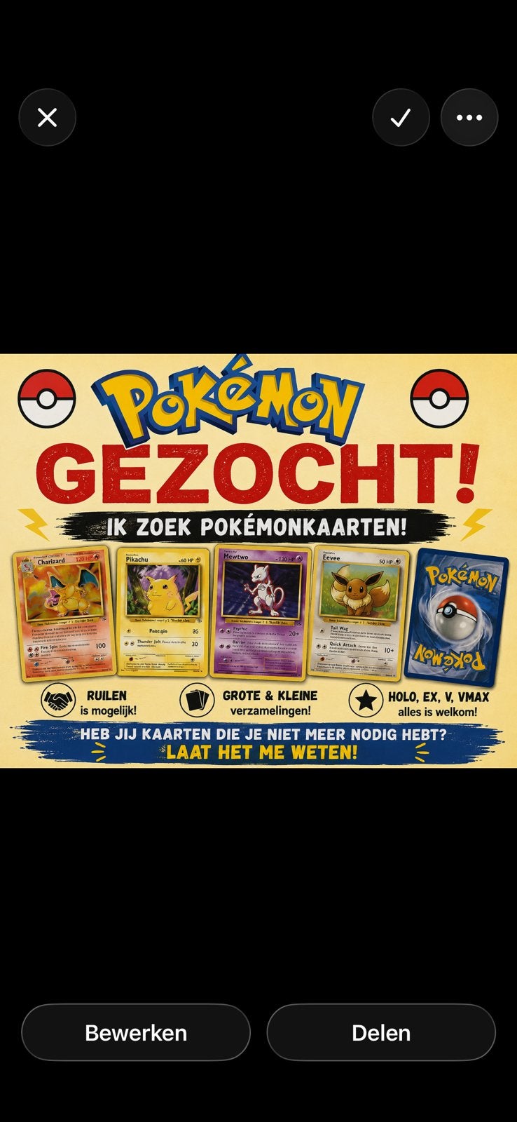 Pokemon kaarten gezocht, Ophalen