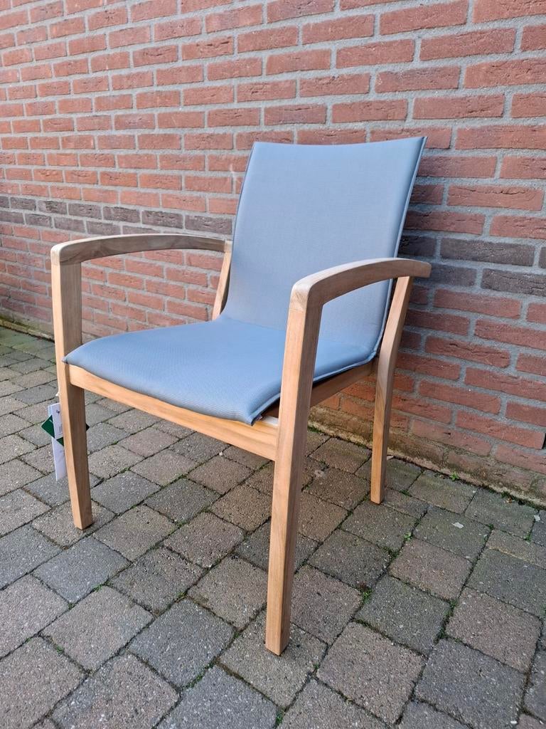 Suns Verona Teak Tuinstoel - Nieuw - winkelprijs 299.-, Tuin en Terras, Ophalen, Nieuw, Hout, Stapelbaar