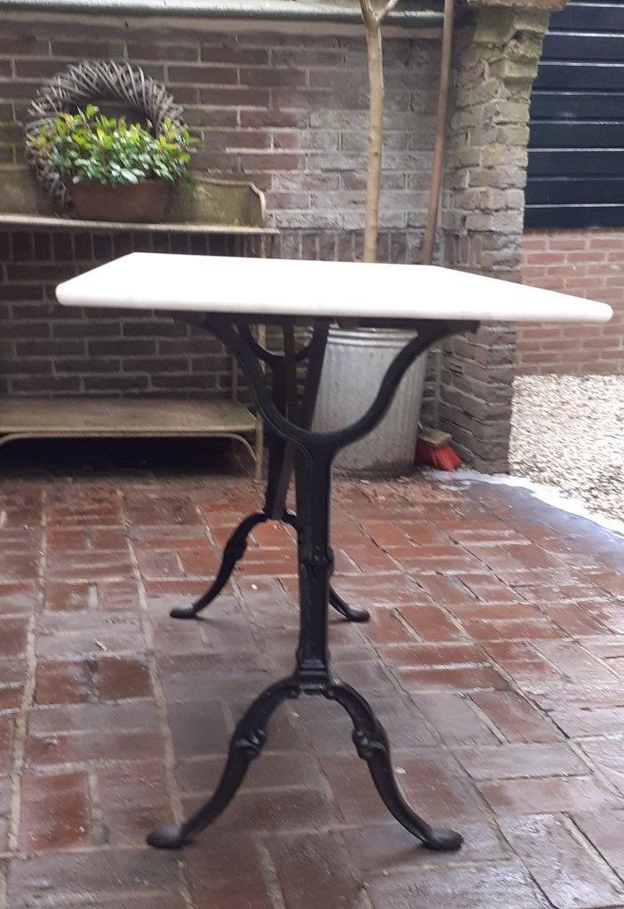 tuintafeltje met marmeren blad, Tuin en Terras, Tuintafels, Ophalen, Gebruikt, Rechthoekig, Overige materialen