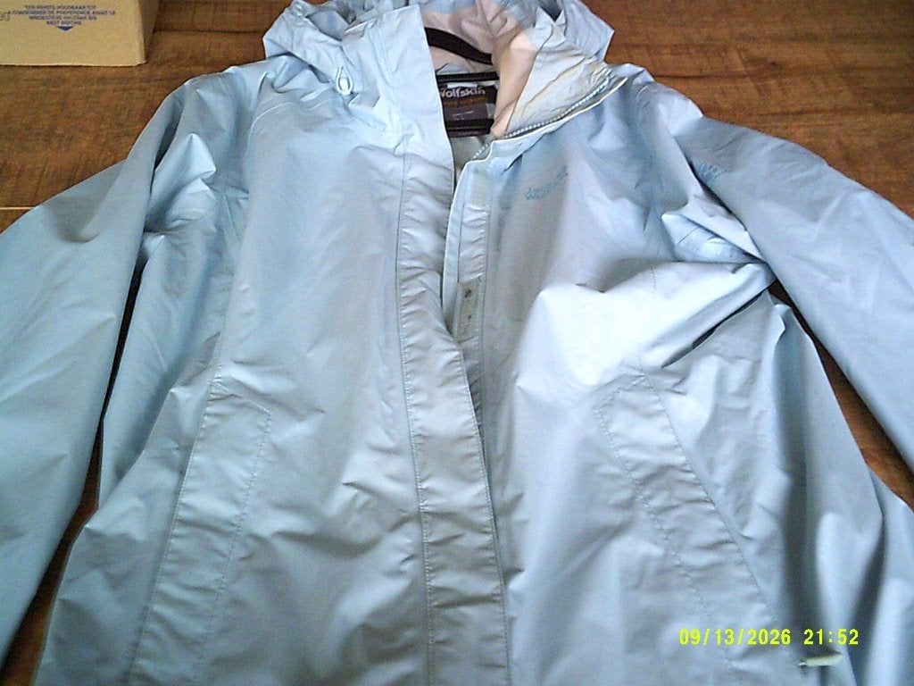 Jack Wolfskin Dames regenjas maat L (lichtblauw), Blauw, Maat 42/44 (L), Ophalen of Verzenden, Zo goed als nieuw