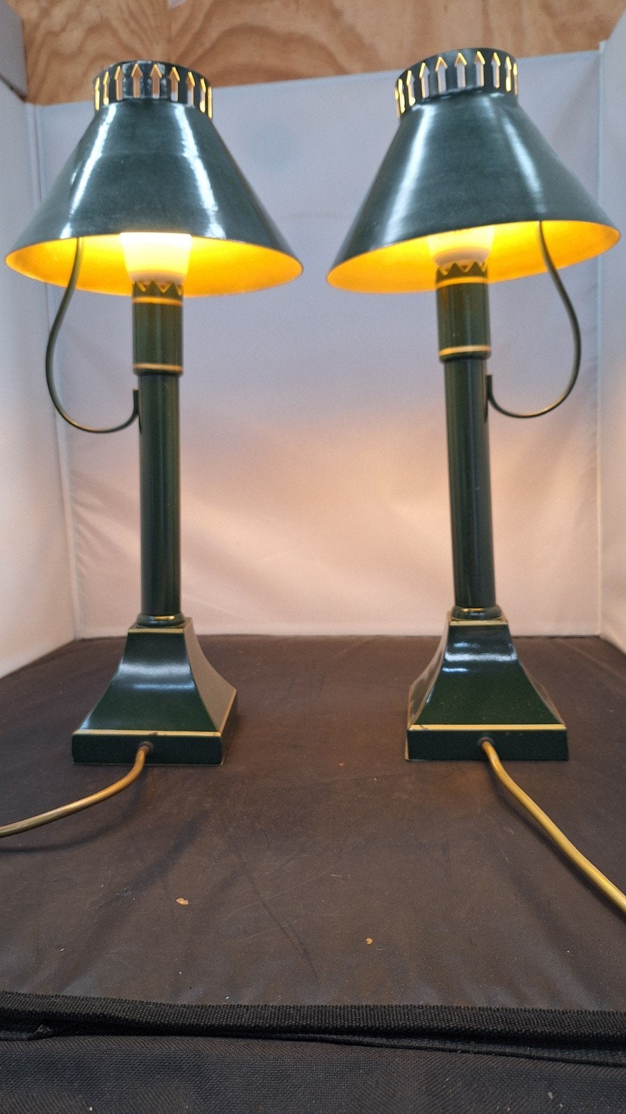 Set van 2 vintage groene bureaulampen, Made in U.K., Ophalen of Verzenden