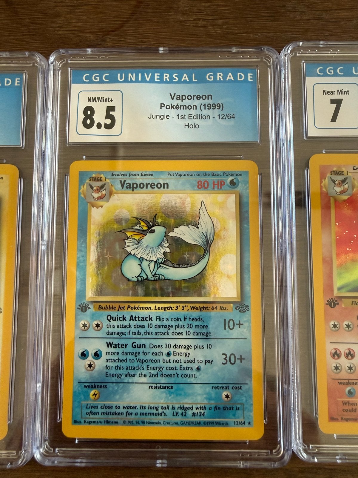 First Edition Eevee Evolutions - Vaporeon, Flareon, Jolteon, Ophalen of Verzenden, Zo goed als nieuw, Meerdere kaarten, Foil