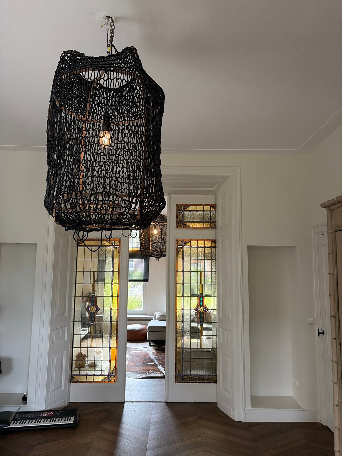 2x Ay Illuminate Z1 Jersey hanglamp –zwart – bamboe – design, Huis en Inrichting, Ophalen of Verzenden, Zo goed als nieuw, Natuurlijk materiaal