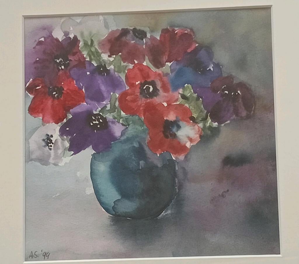Aquarel Stilleven gesigneerd A.S 1994, Ophalen of Verzenden
