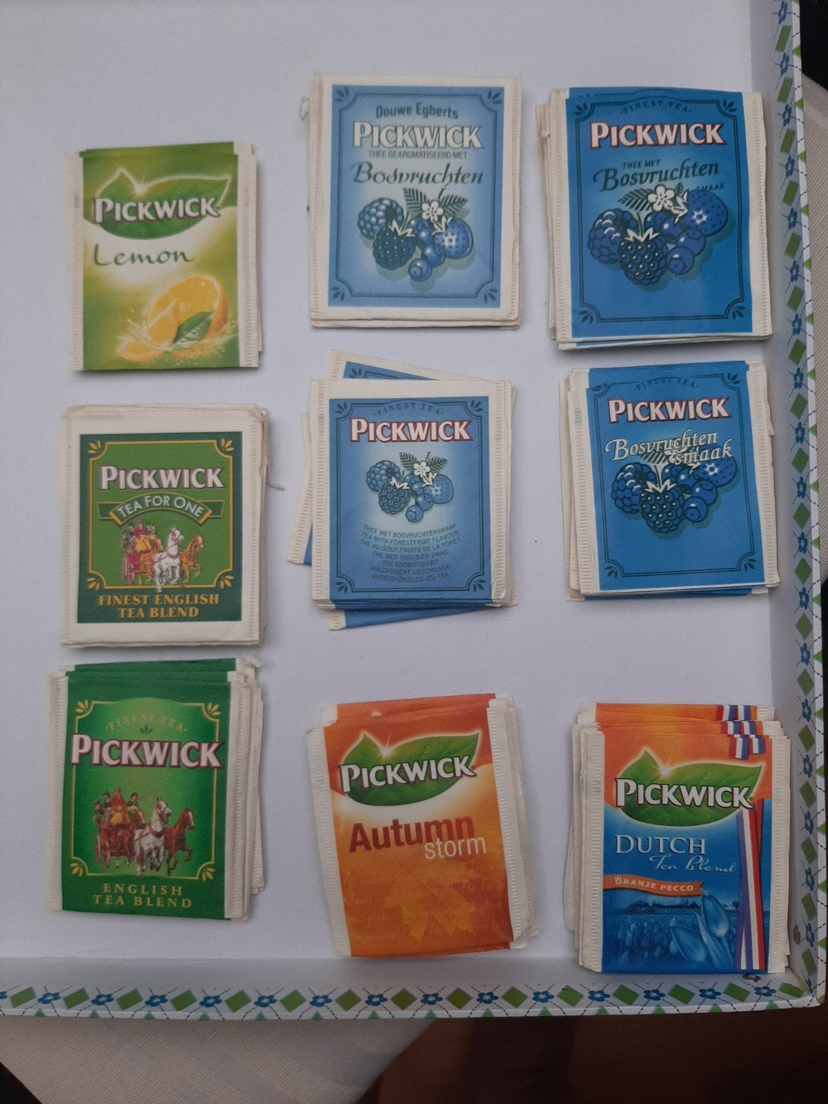 Diverse lege Pickwick theezakjes voor verzameling/knutselen, Ophalen of Verzenden, Gebruikt