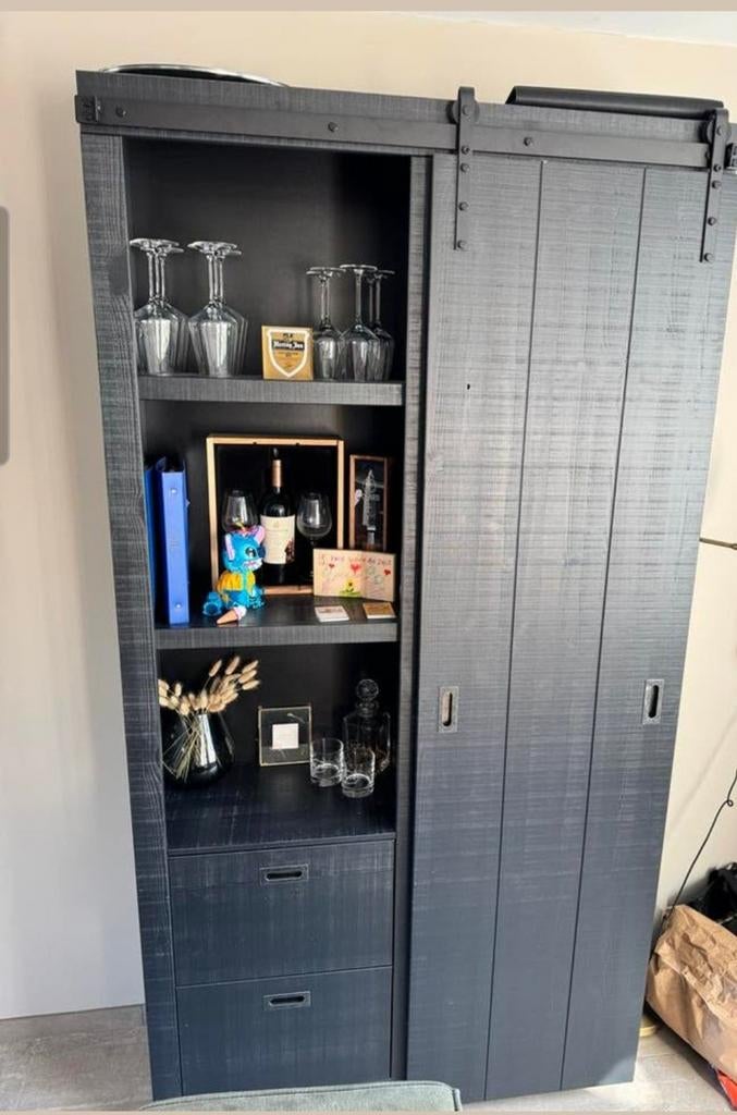Zwarte vitrine kast, Huis en Inrichting, Kasten | Lockerkasten, Ophalen of Verzenden