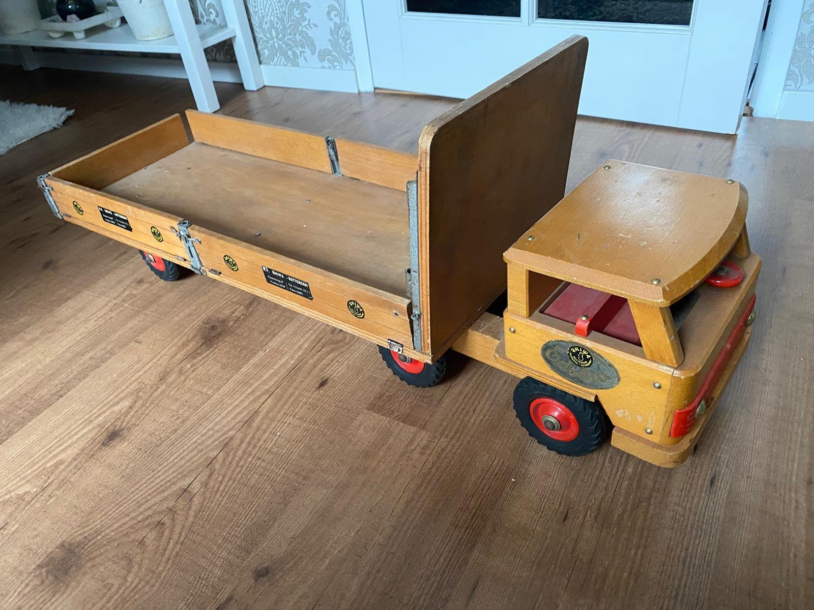 Oude houten handgemaakte vrachtwagen, Ophalen of Verzenden, Gebruikt