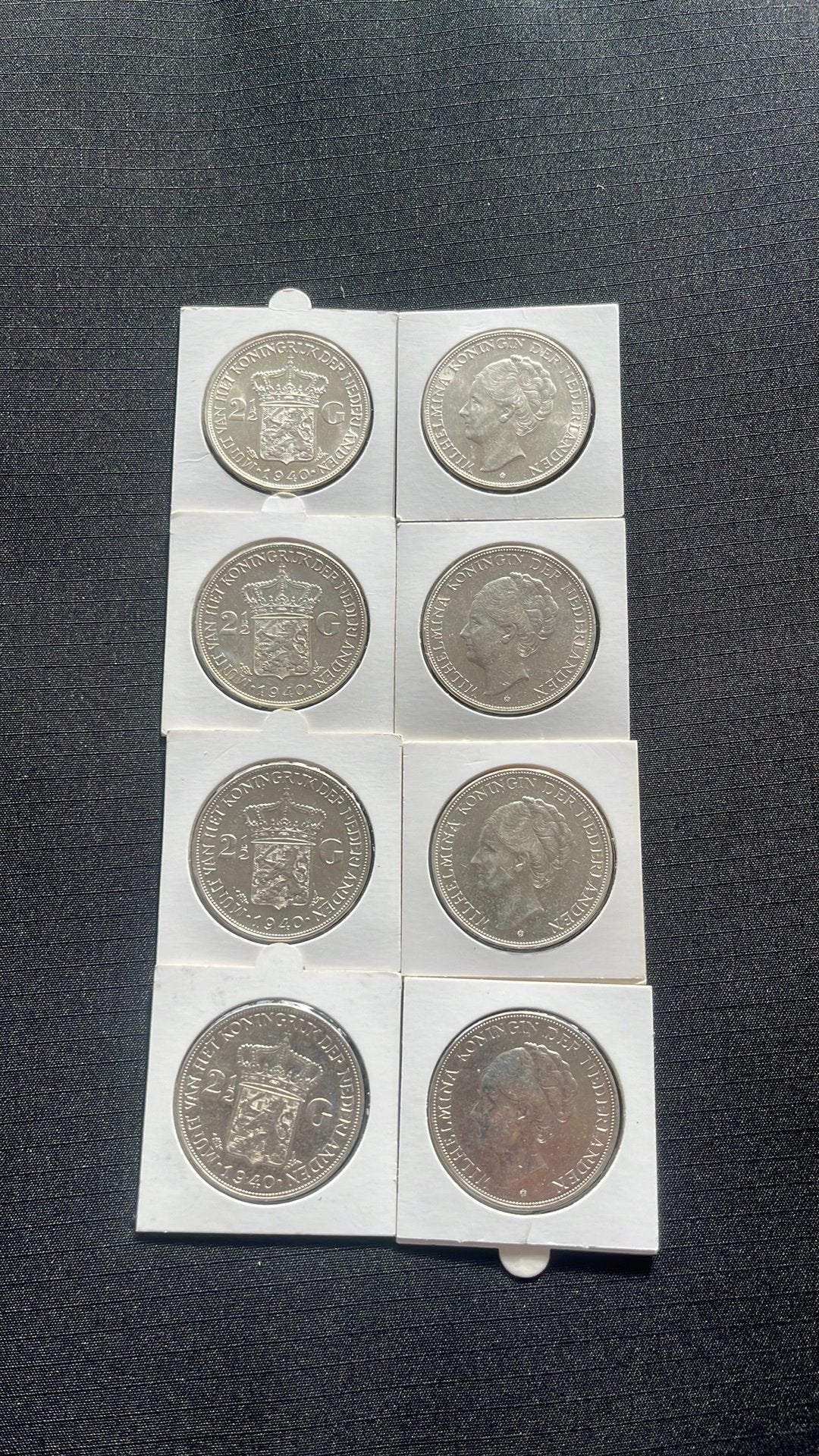 8 zilveren rijksdaalders 1940 Wilhelmina zeer hoge kwaliteit, Ophalen of Verzenden, Koningin Wilhelmina, 2½ gulden, Zilver
