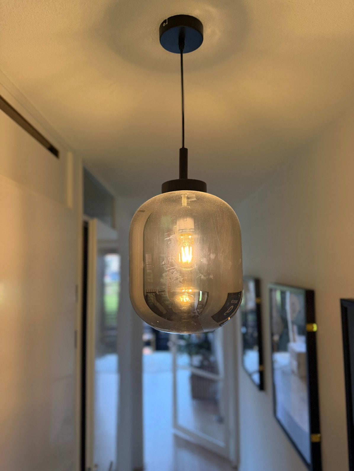 Glazen hanglamp, Ophalen, Zo goed als nieuw, Glas