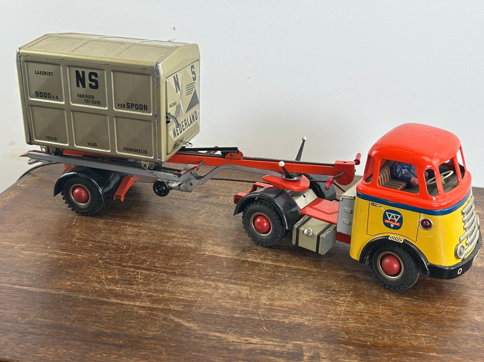 Arnold DAF Vrachtwagen met Aanhanger en  Container, Antiek en Kunst, Antiek | Speelgoed, Ophalen of Verzenden