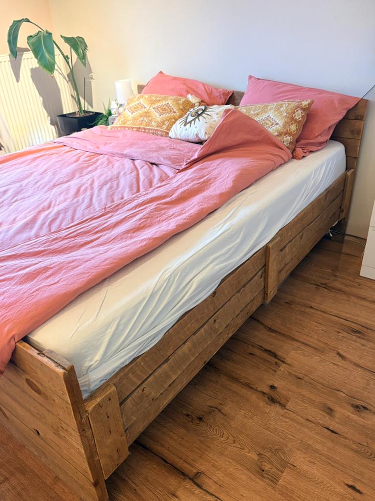 Steigerhouten bedframe 160x200. JORG, Ophalen, Tweepersoons, Zo goed als nieuw, 160 cm