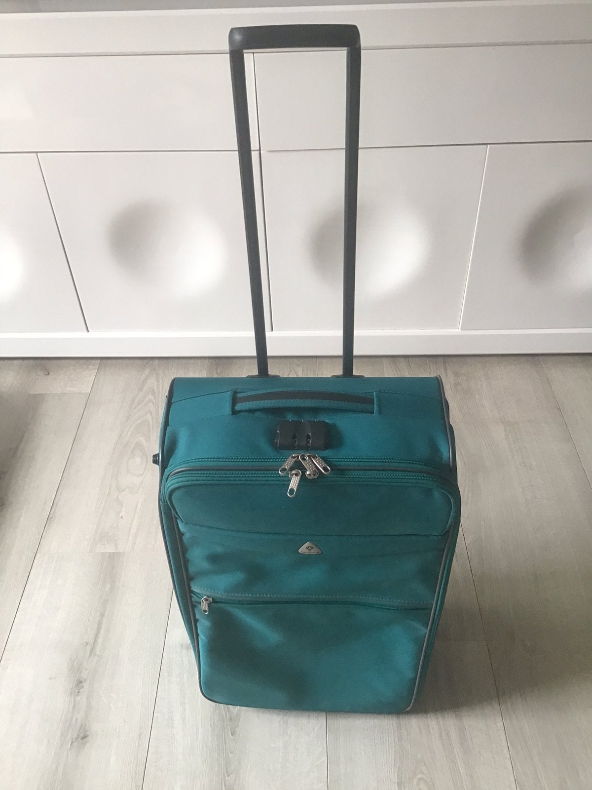 Zgan lichtgewicht groen Samsonite koffertje cabinekoffer, Wieltjes, 50 tot 60 cm, Ophalen of Verzenden, Zgan lichtgewicht groen Samsonite koffertje cabinekoffer