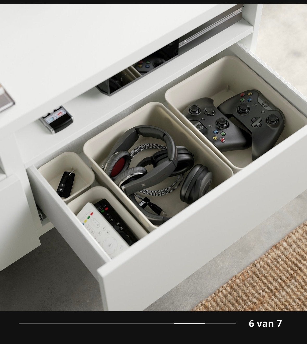 2 IKEA Besta lades, hoogglans wit, 1 of 2 laden, Ophalen, Gebruikt, Kunststof