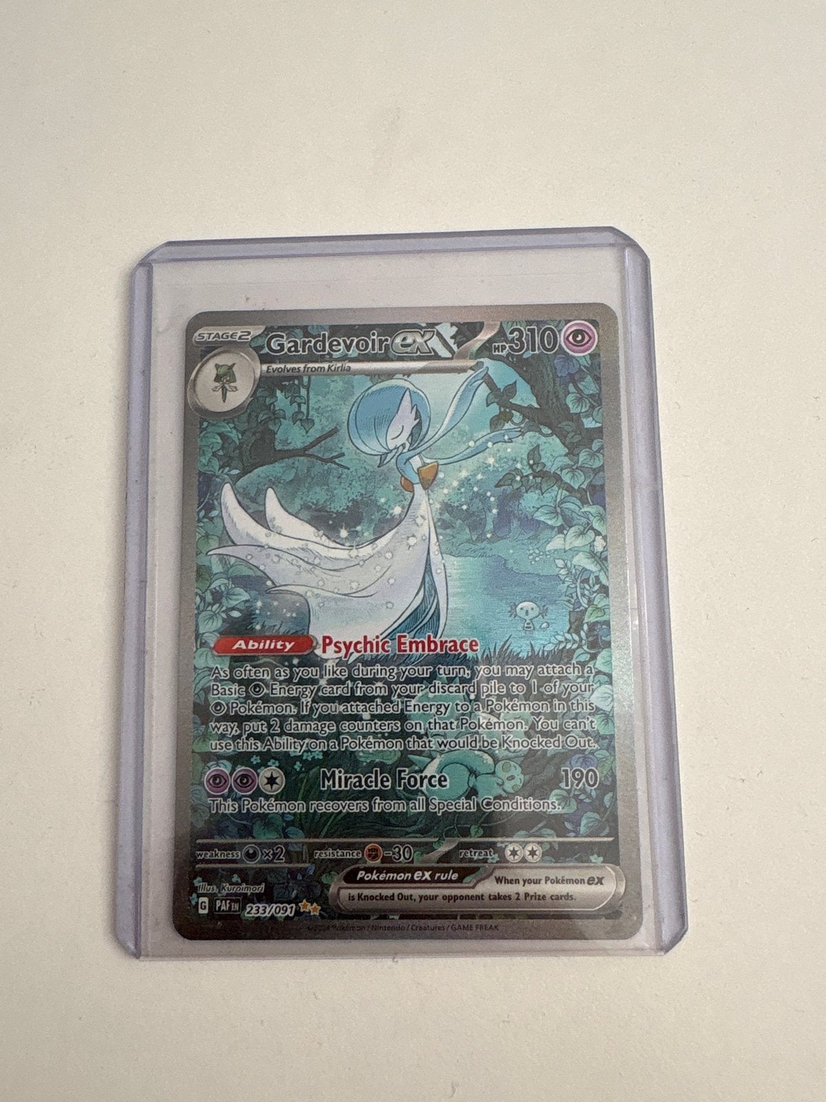 Pokémon Gardevoir EX 233/091 Full Art Ultra Rare, Ophalen of Verzenden, Zo goed als nieuw, Losse kaart, Foil