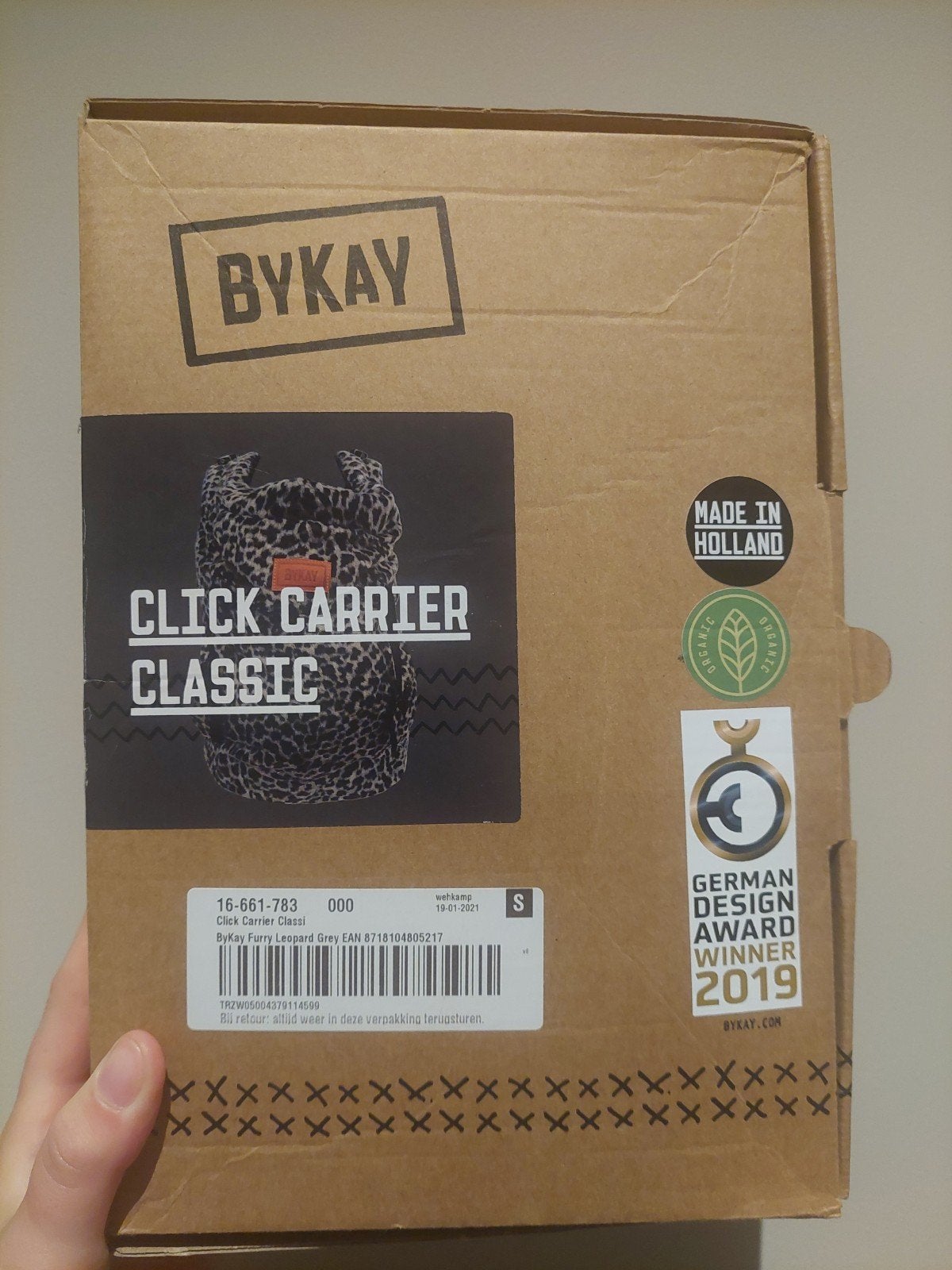 ByKay Click Carrier Classic Furry Leopard Grey Draagzak, Kinderen en Baby's, Ophalen of Verzenden
