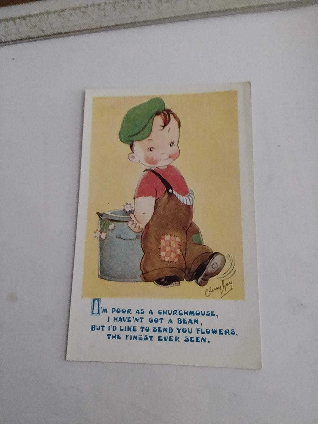 Vintage Ansichtkaart Jongen met Bloemen - Cherry Gay Series, Verzamelen, Ophalen of Verzenden, 1920 tot 1940, Ongelopen