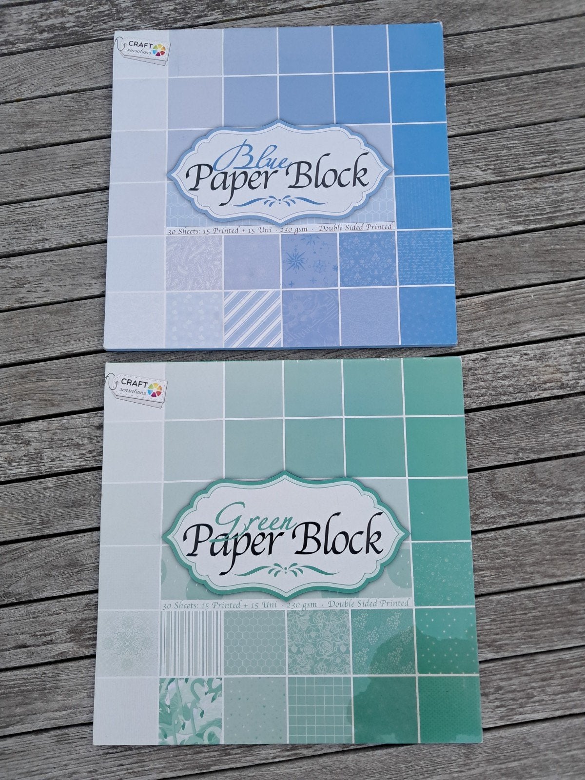 Craft Sensations Paper Blocks - Blauw & Groen, Hobby en Vrije tijd, Ophalen of Verzenden, Zo goed als nieuw, Geschikt voor snijden