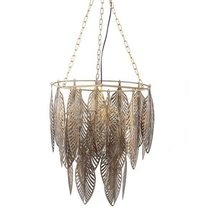 Nieuw- hanglamp met gouden veren, Ophalen of Verzenden, Nieuw, Metaal, 50 tot 75 cm