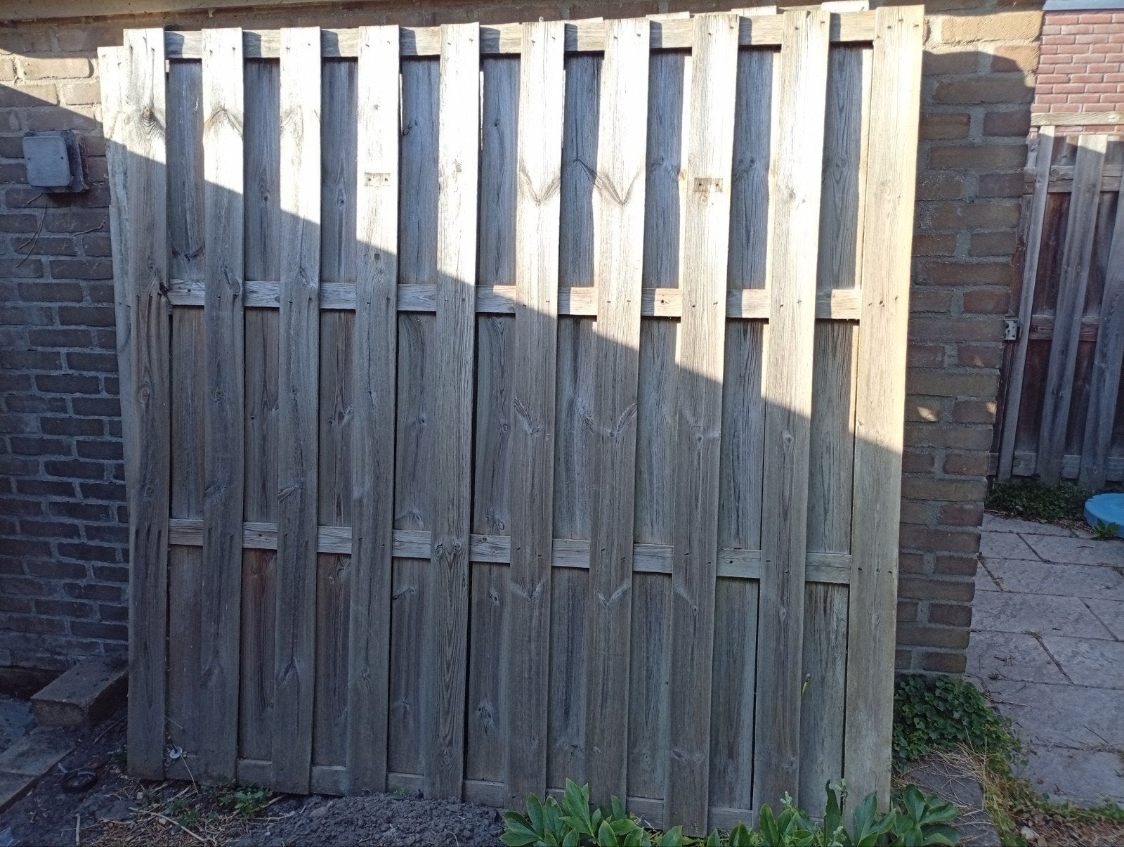 2 Houten schuttingdelen - Gebruikt, Tuin en Terras, Ophalen, Minder dan 3 meter, Hout, 1 tot 2 meter