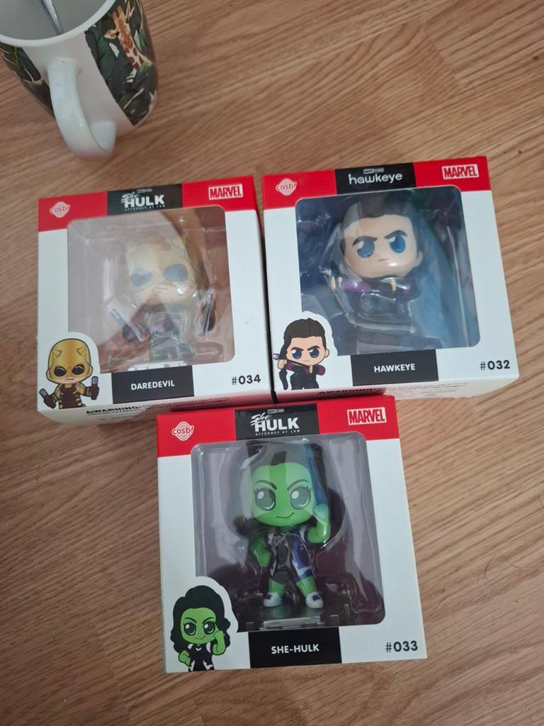 Marvel cosbi hot toys daredevil, she-hulk en hawkeye, Ophalen of Verzenden, Zo goed als nieuw