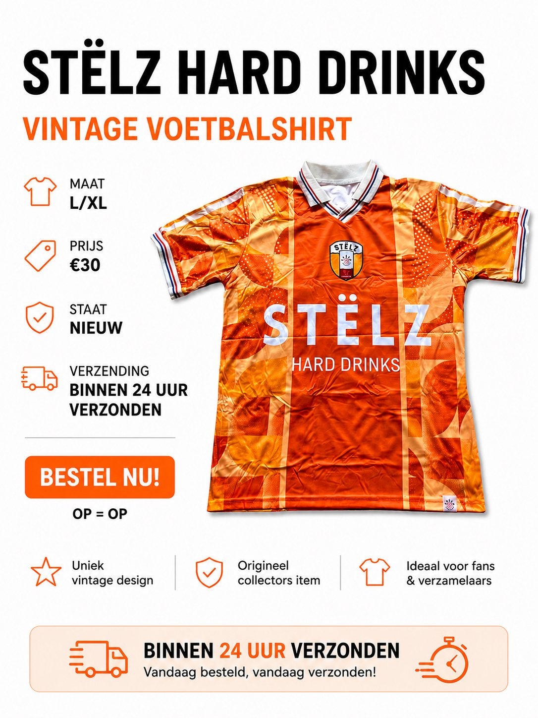 Shirt WK Stelz voetbal Holland, Maat L, Ophalen of Verzenden, Nieuw, Shirt