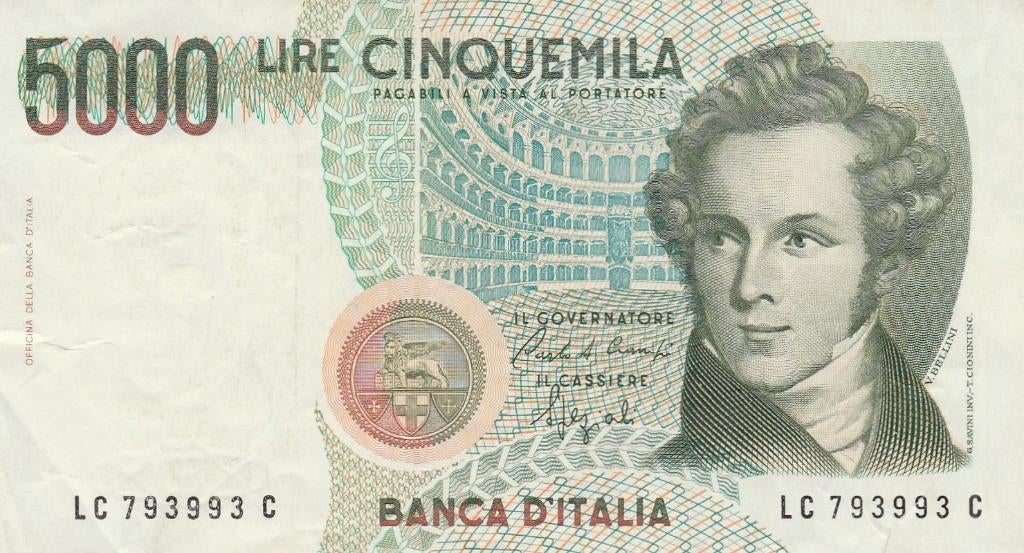 5000 Lire Italia 1985, Postzegels en Munten, Bankbiljetten | Europa | Niet-Eurobiljetten, Ophalen of Verzenden, Italië, Los biljet