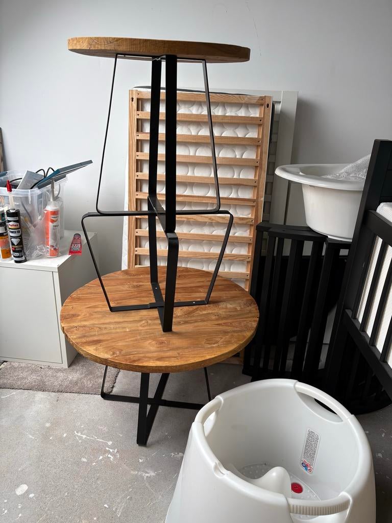 Set van 3 mango houten salontafels - Rond, Gebruikt, Rond, 75 cm of meer, Hout
