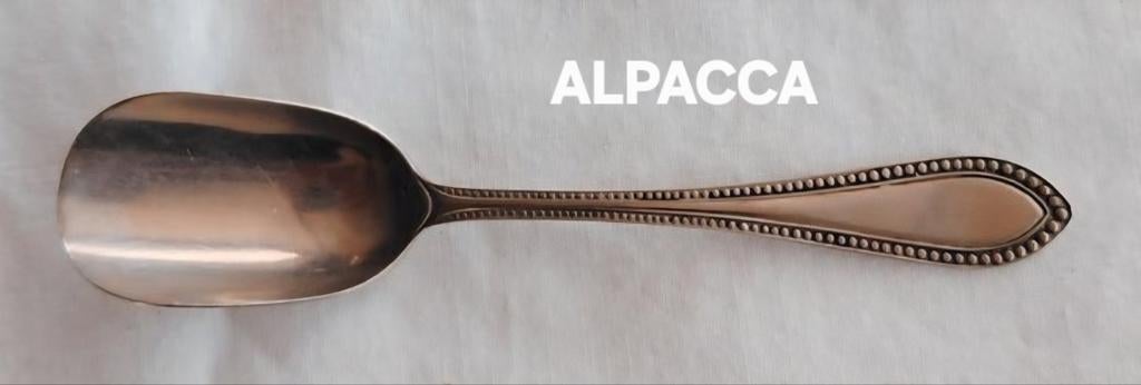 Alpacca hotel zilver suiker lepel schepje parel rand, Ophalen of Verzenden