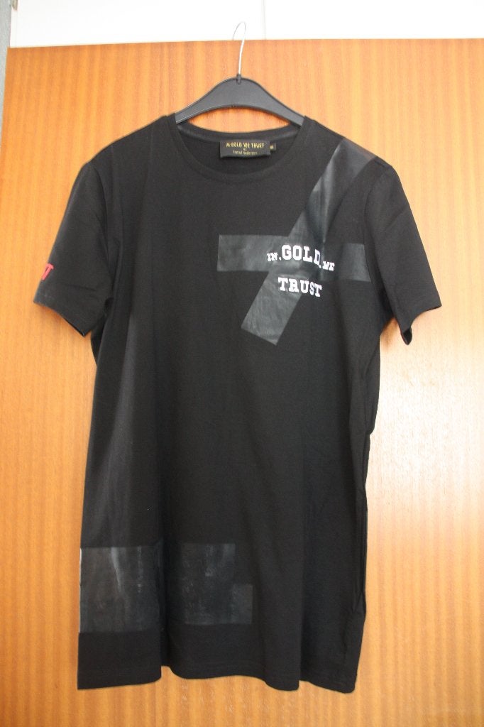 The Biz T-shirt In Gold we Trust. Zwart. Maat medium., Maat 48/50 (M), Zwart, Ophalen of Verzenden, Zo goed als nieuw