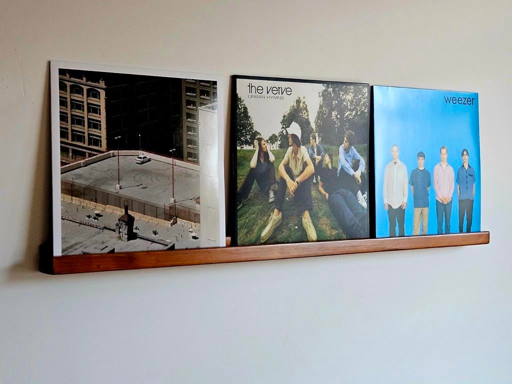LP houder | houten vinyl Wandplank | 100cm voor3 LP's | muur, Huis en Inrichting, Woonaccessoires | Wandplanken en Boekenplanken