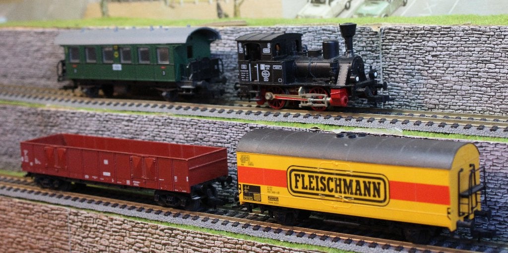 Stoom locomotief ANNA + 3 wagens, Treinset, Gelijkstroom, Fleischmann, Ophalen of Verzenden