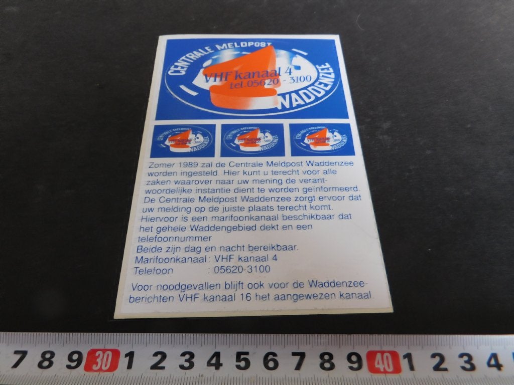 sticker centrale meldpost waddenzee VHF kan. 4 terschelling, Verzamelen, Ophalen of Verzenden, Zo goed als nieuw