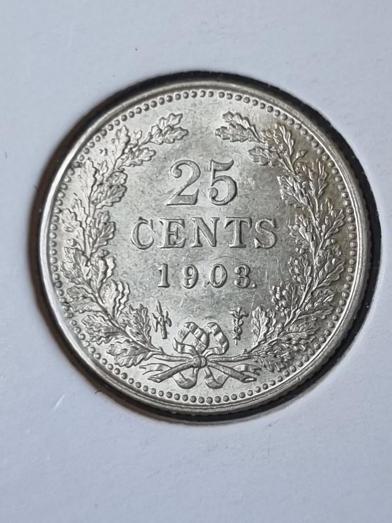 25 cent 1903 Wilhelmina, Postzegels en Munten, Munten | Nederland, Ophalen of Verzenden, Koningin Wilhelmina, 25 cent
