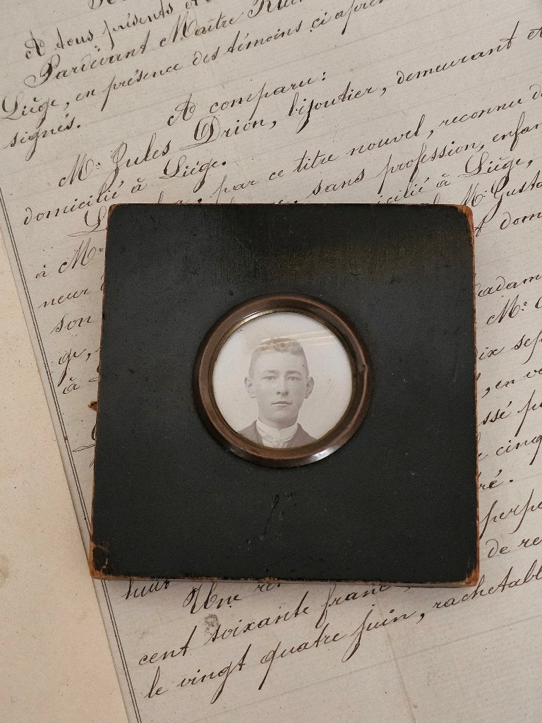 Antiek houten fotolijstje / Victoriaans / Napoleon III brons, Ophalen of Verzenden
