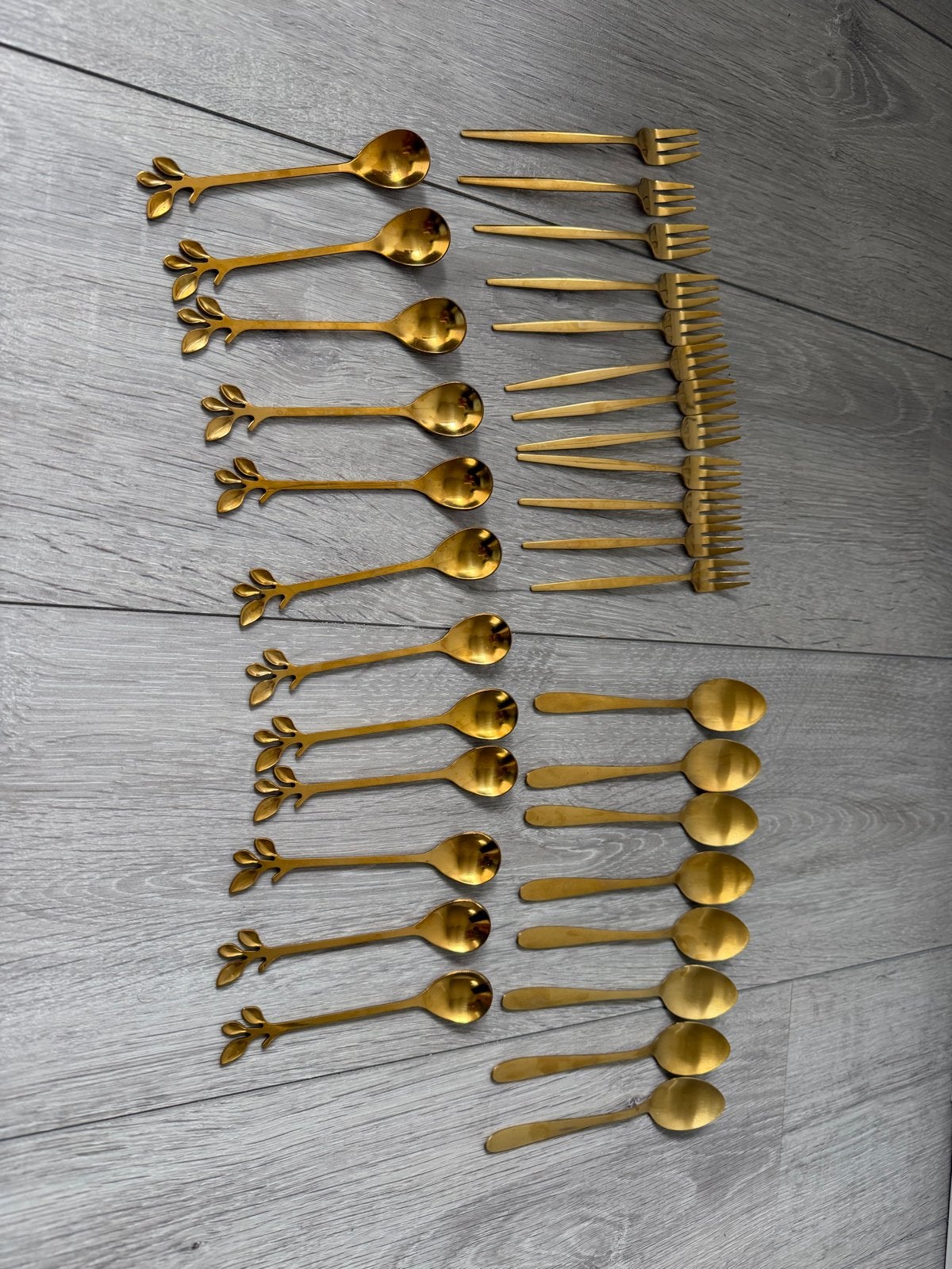 Gouden Lepels en Vorkjes Set - leuk als kerstbestek, Ophalen of Verzenden