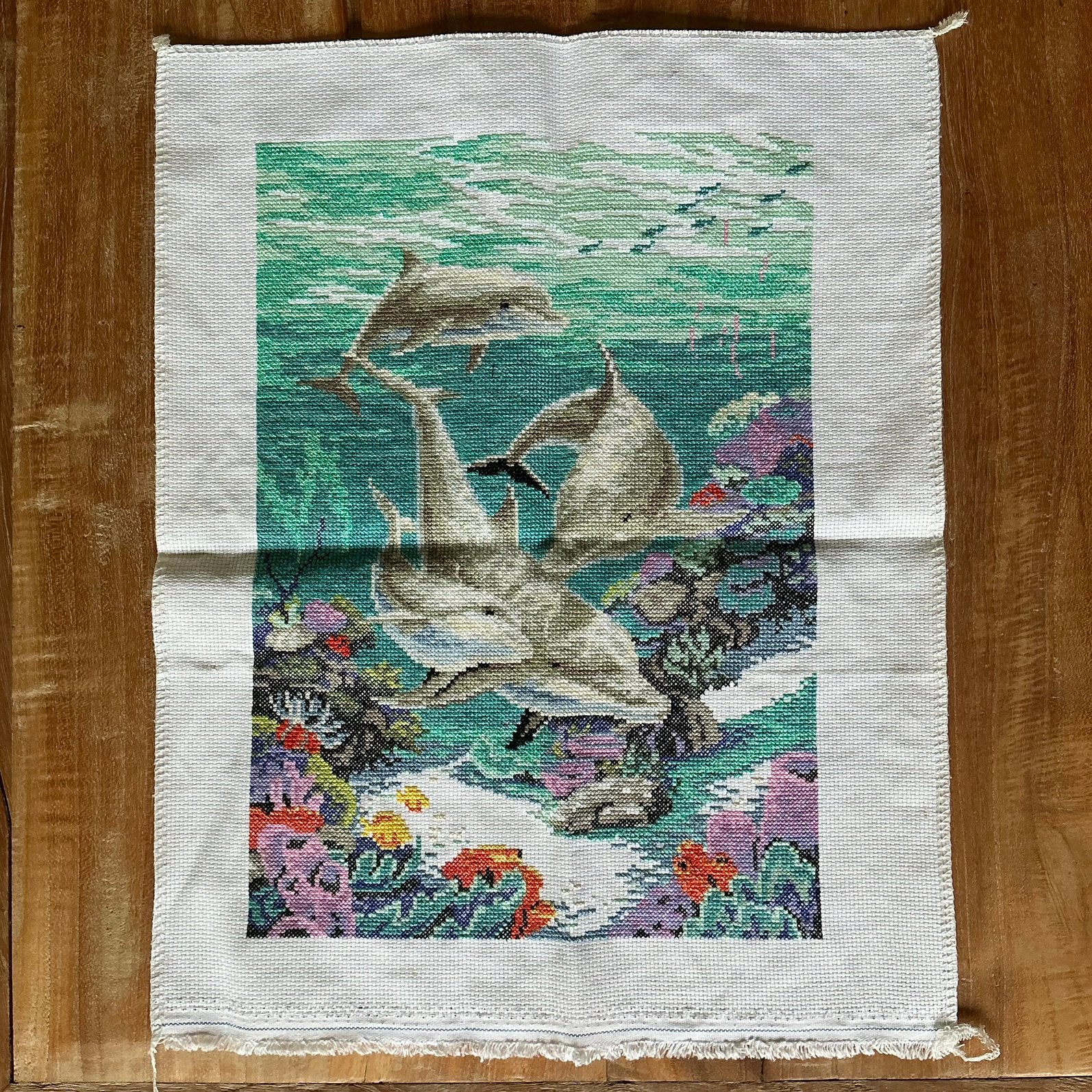 Borduurwerk Dolfijnen. 🐬 Ongebruikt 🧵🪡, Ophalen of Verzenden, Nieuw, Borduurpakket