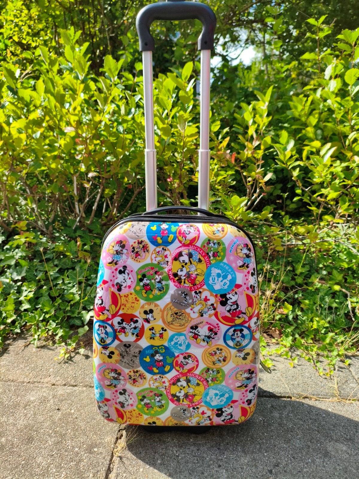 Mickey Mouse Kinderkoffer met Wieltjes - Zo goed als nieuw, Uitschuifbare handgreep, Hard kunststof, Minder dan 50 cm, Ophalen of Verzenden