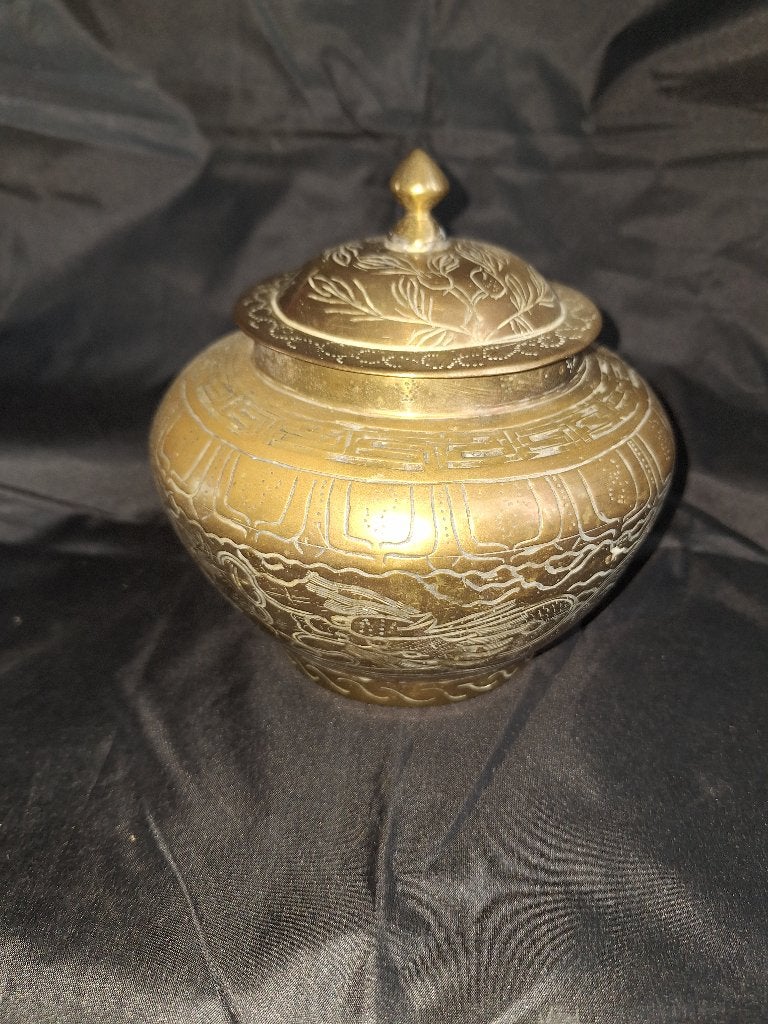 Antieke Oosterse Pot met Deksel - Koper Draak en Feniks, Ophalen, Koper