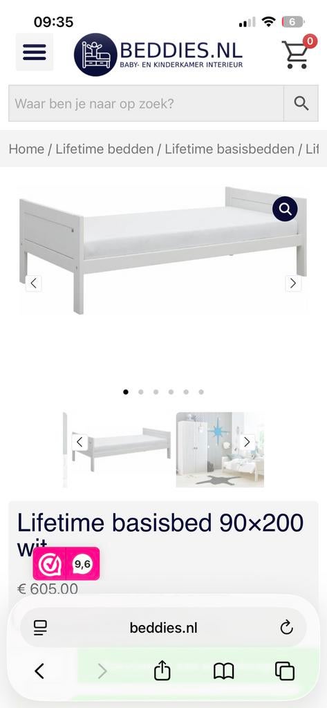 Lifetime basisbed 90x200 z.g.a.n., Ophalen, 90 cm, Eenpersoons, Wit