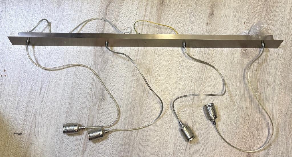 hanglamp met 4 bollen, Ophalen of Verzenden, Gebruikt, Glas, 50 tot 75 cm