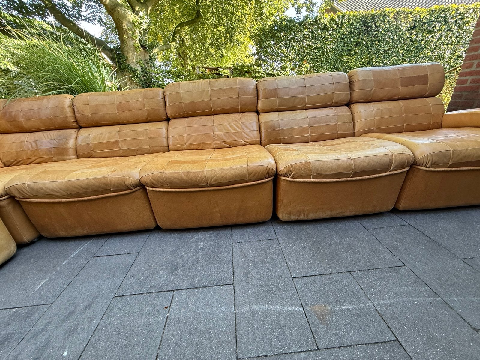 Laauser stijl zacht lederen modulaire bank, Huis en Inrichting, Ophalen, Gebruikt, Hoekbank, 300 cm of meer
